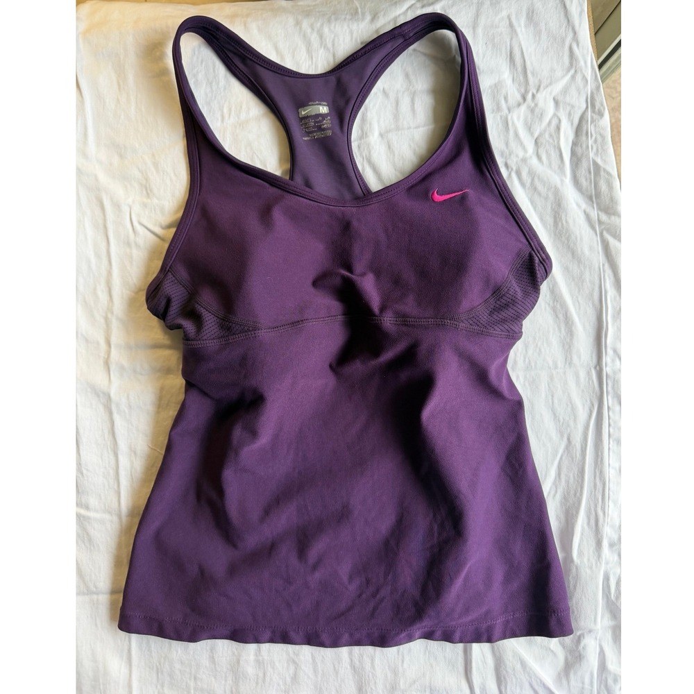 Nike Tank Top Medium Purple Pink Built-in Bra Racerback Workout Shirt